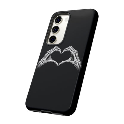 Skeleton Hands Heart Phone Case | Gothic Black Protective Cover