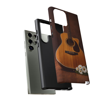 Acoustic Guitar Daisy Phone Case | Rustic Music Lover Tough Cover