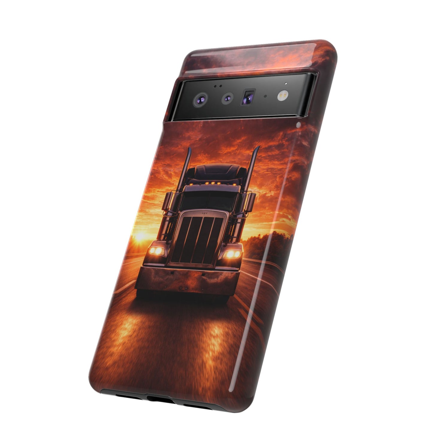 Big Rig Truck Phone Case Sunset Highway Semi Truck iPhone Samsung Cover