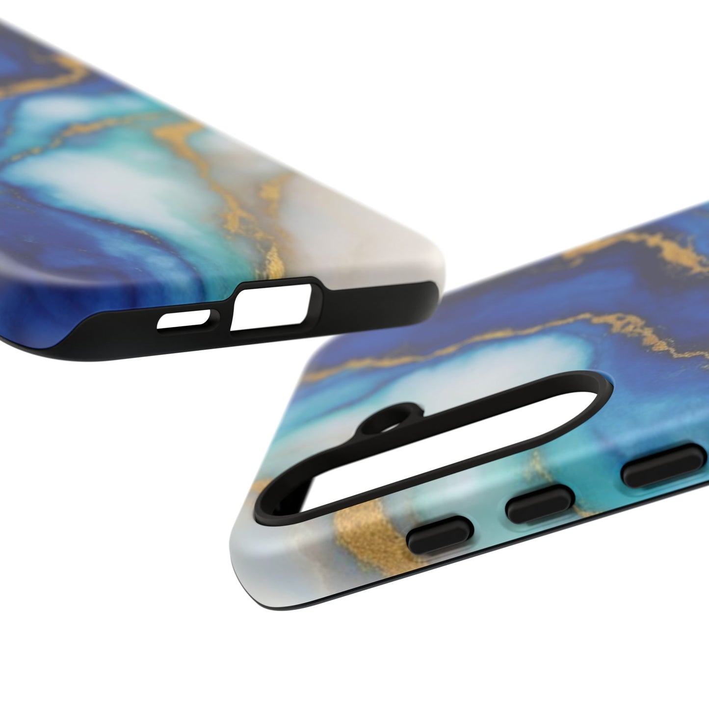 Blue & Gold Marble Phone Case – Luxury Resin Art Tough Case (iPhone, Samsung, Pixel)