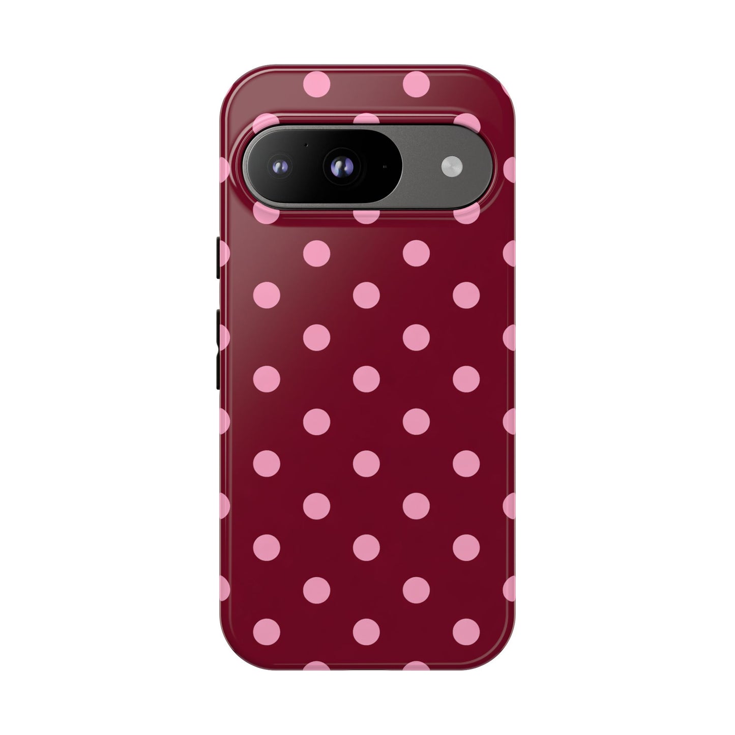 Pink Polka Dot Phone Case – Cute Aesthetic Tough Protective Phone Cover for Iphone, Samsung Galaxy and Pixel