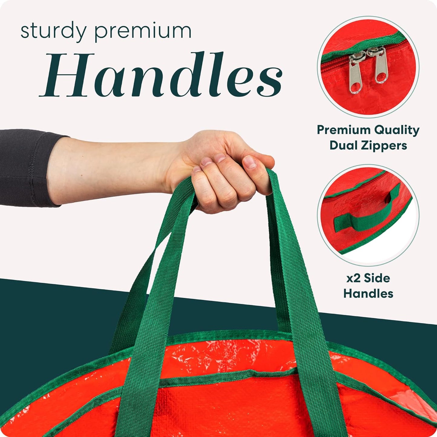 Christmas Wreath Storage Bag - 2-PACK - Durable, Tarp Material, Zipper, Sturdy Carry Handle, Dust, Pest Protection - Ideal Home, Garage Organization for Holiday Wreath Decoration. (30")