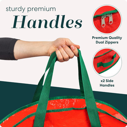 Christmas Wreath Storage Bag - 2-PACK - Durable, Tarp Material, Zipper, Sturdy Carry Handle, Dust, Pest Protection - Ideal Home, Garage Organization for Holiday Wreath Decoration. (30")