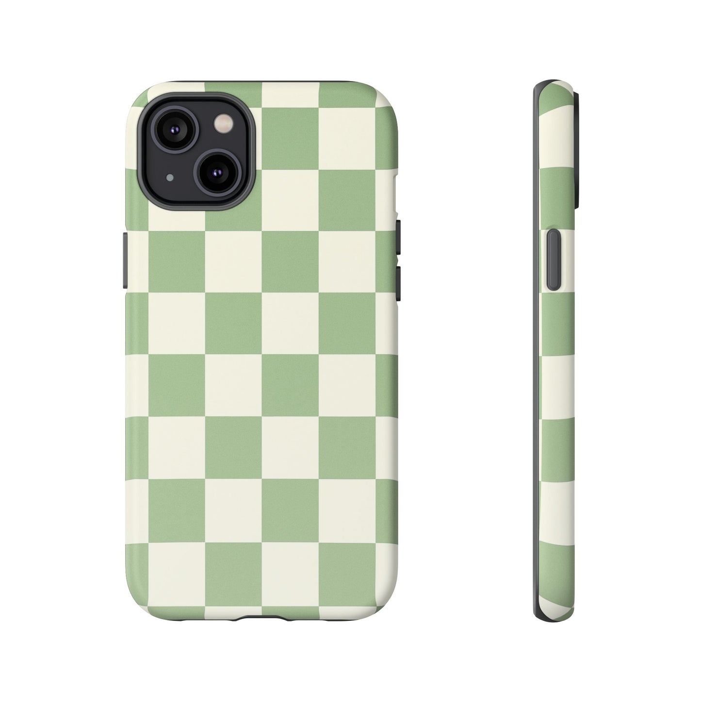 Sage Green Checkerboard Phone Case | Minimal Aesthetic Tough Case