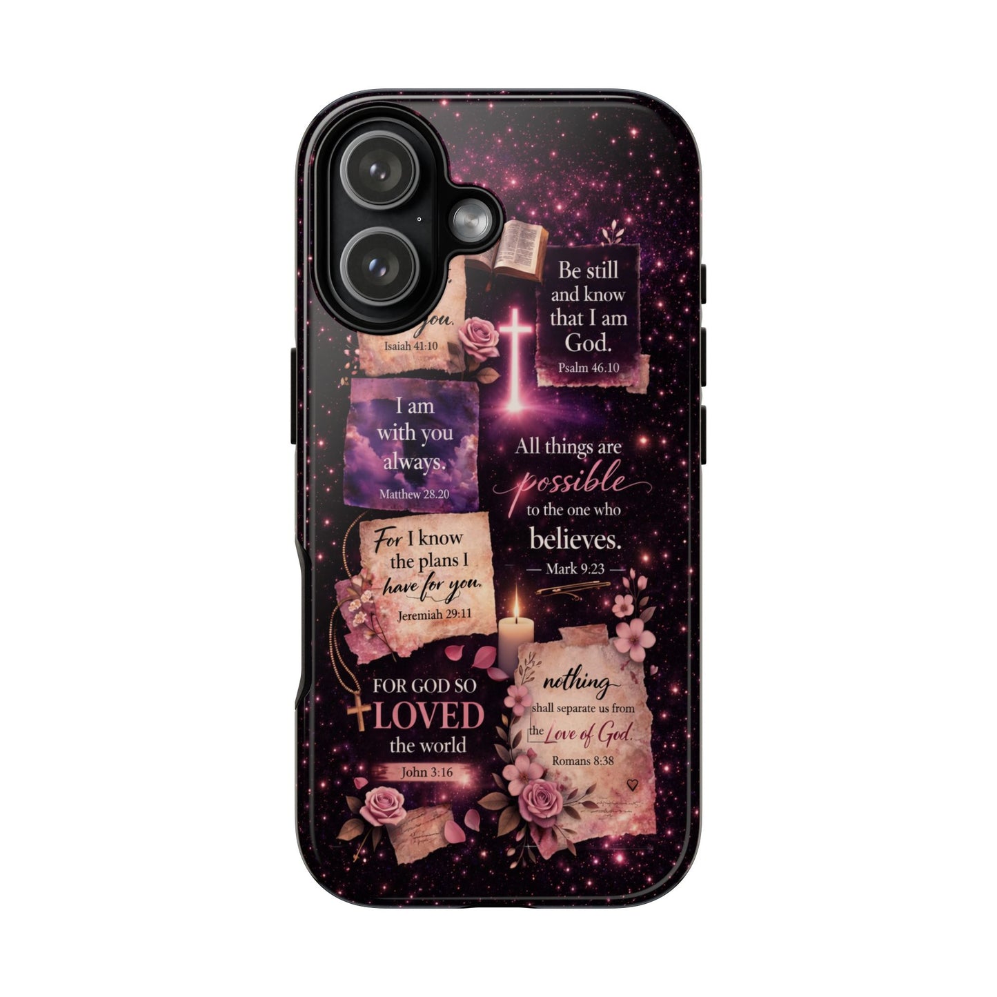 Christian Bible Verse Phone Case Pink Floral Faith Tough Protective Cover Gift