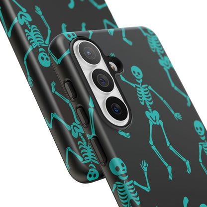 Dancing Teal Skeletons Phone Case | Tough Protective Case for Iphone, Samsung Galaxy and Pixel
