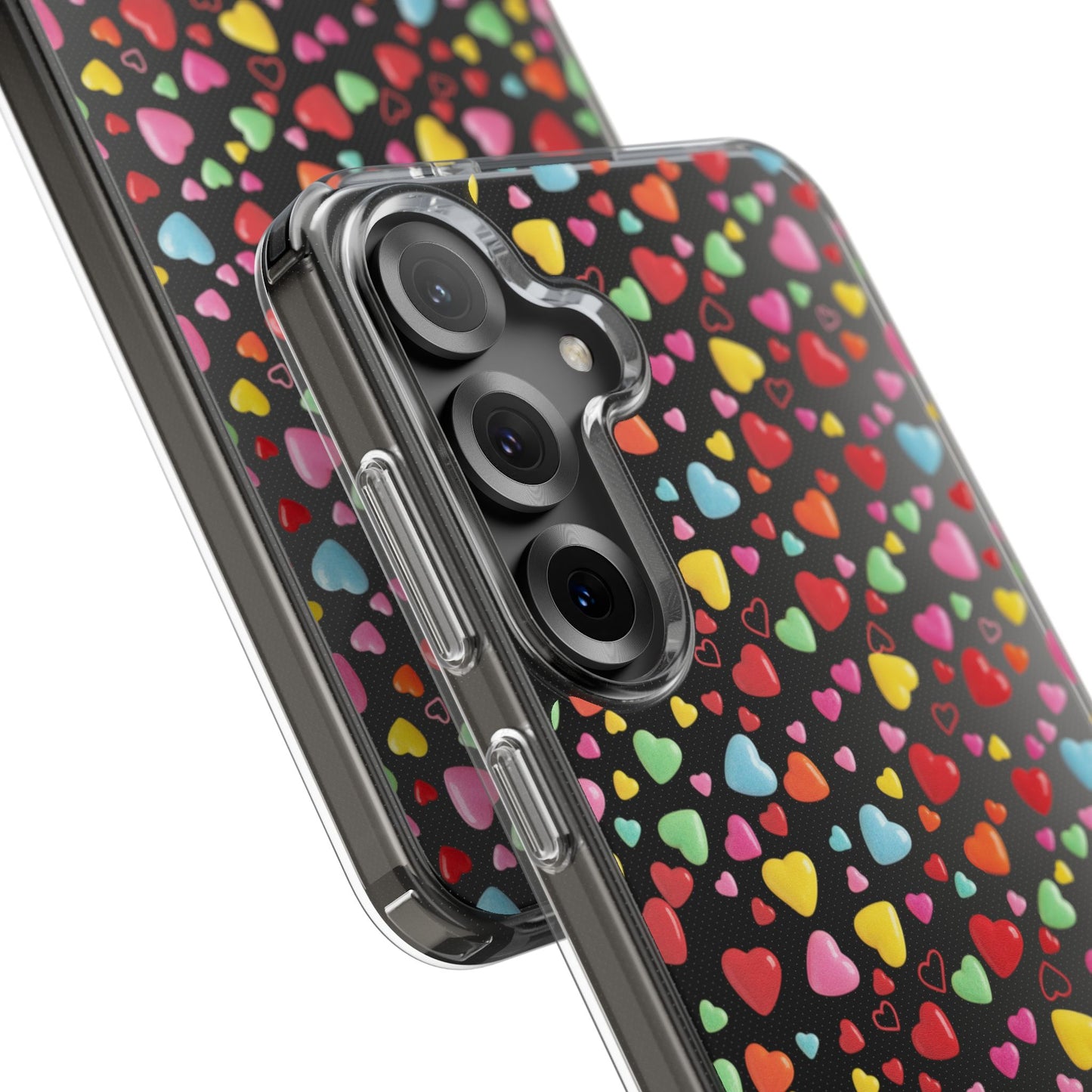 Colorful Heart Clear Phone Case | Impact-Resistant Valentine Aesthetic Case