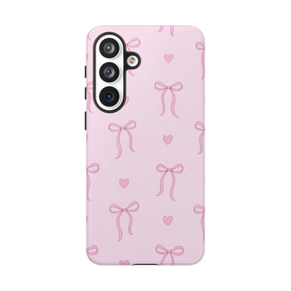 Pink Bow Heart Aesthetic Phone Case – Coquette Cute Tough Cover