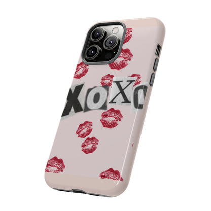XOXO Kiss Print Phone Case | Coquette Valentine Aesthetic | Cute Pink Lipstick Kiss Tough Case for iPhone & Samsung