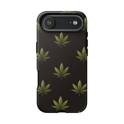 Cannabis Leaf Phone Case Green Weed Leaf Pattern Tough Protective Cover