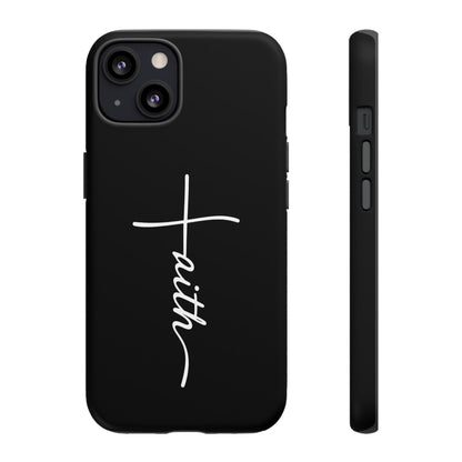 Faith Cross Phone Case, Christian Aesthetic Minimalist Black Matte Case, Religious Gift iPhone Samsung Cover
