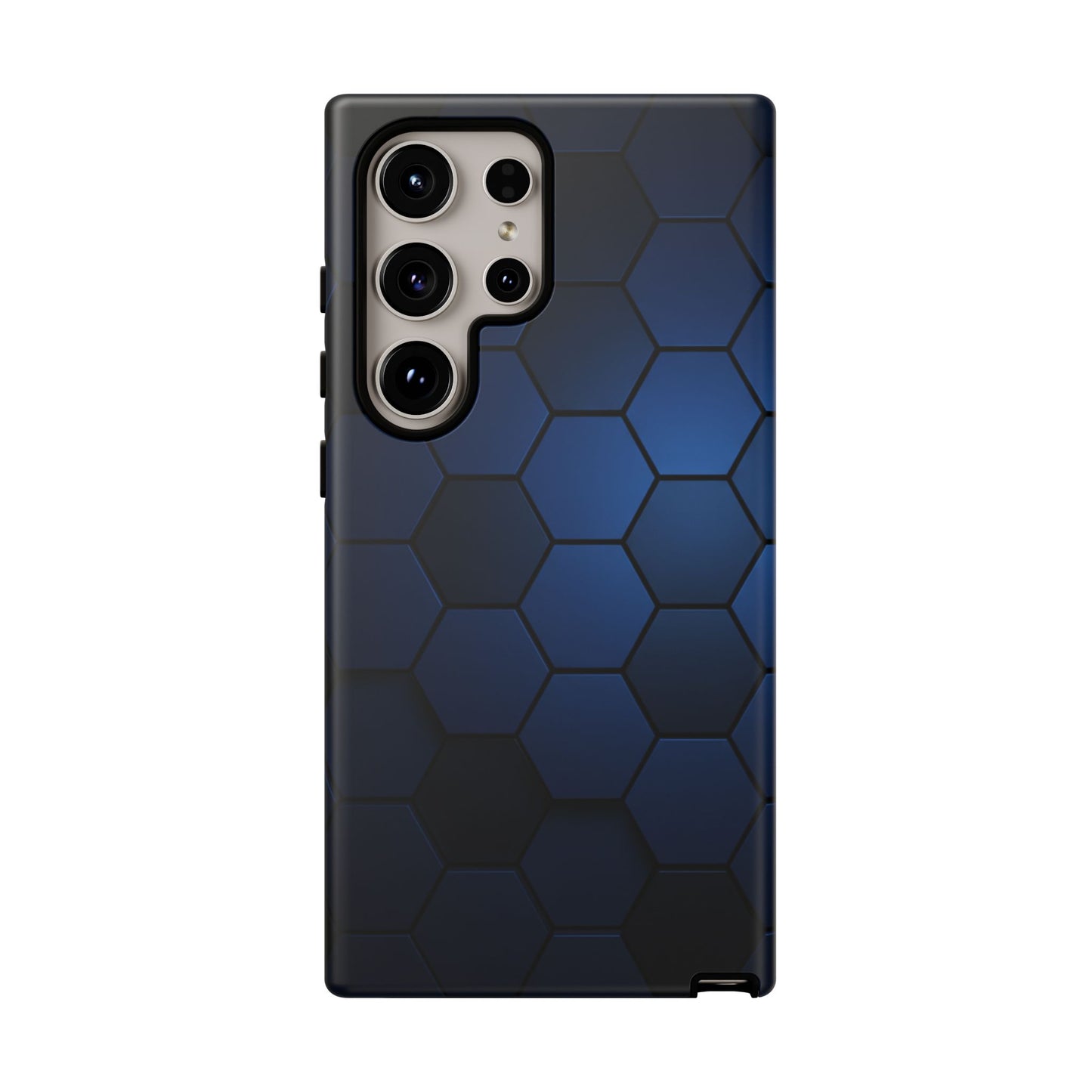 Blue Hexagon Gradient Phone Case | Honeycomb Geometric Tech Aesthetic | Minimalist Tough Case for iPhone & Samsung