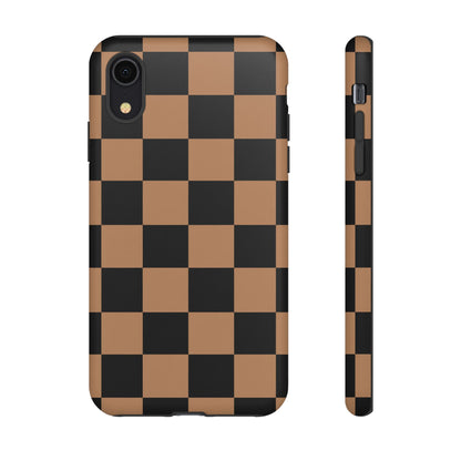 Brown Checkerboard Phone Case | Aesthetic Tough Protective Case