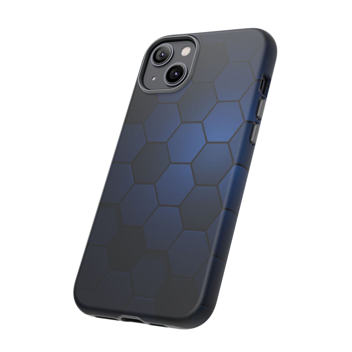 Blue Hexagon Gradient Phone Case | Honeycomb Geometric Tech Aesthetic | Minimalist Tough Case for iPhone & Samsung