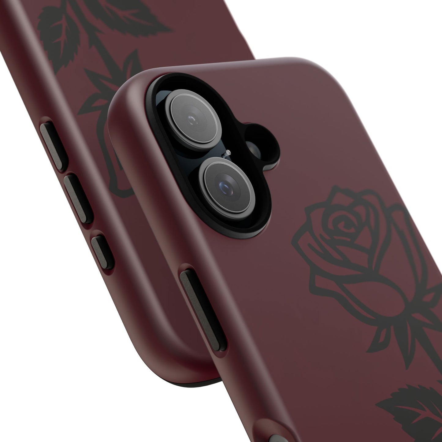 Black Rose Burgundy iPhone Case | Dark Aesthetic Shockproof Protective Cover