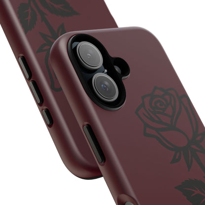 Black Rose Burgundy iPhone Case | Dark Aesthetic Shockproof Protective Cover