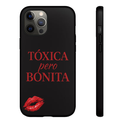 Toxica Pero Bonita Phone Case, Latina Quote Case, Red Lips Aesthetic, Spanish Saying Case, Trendy Tough Cover