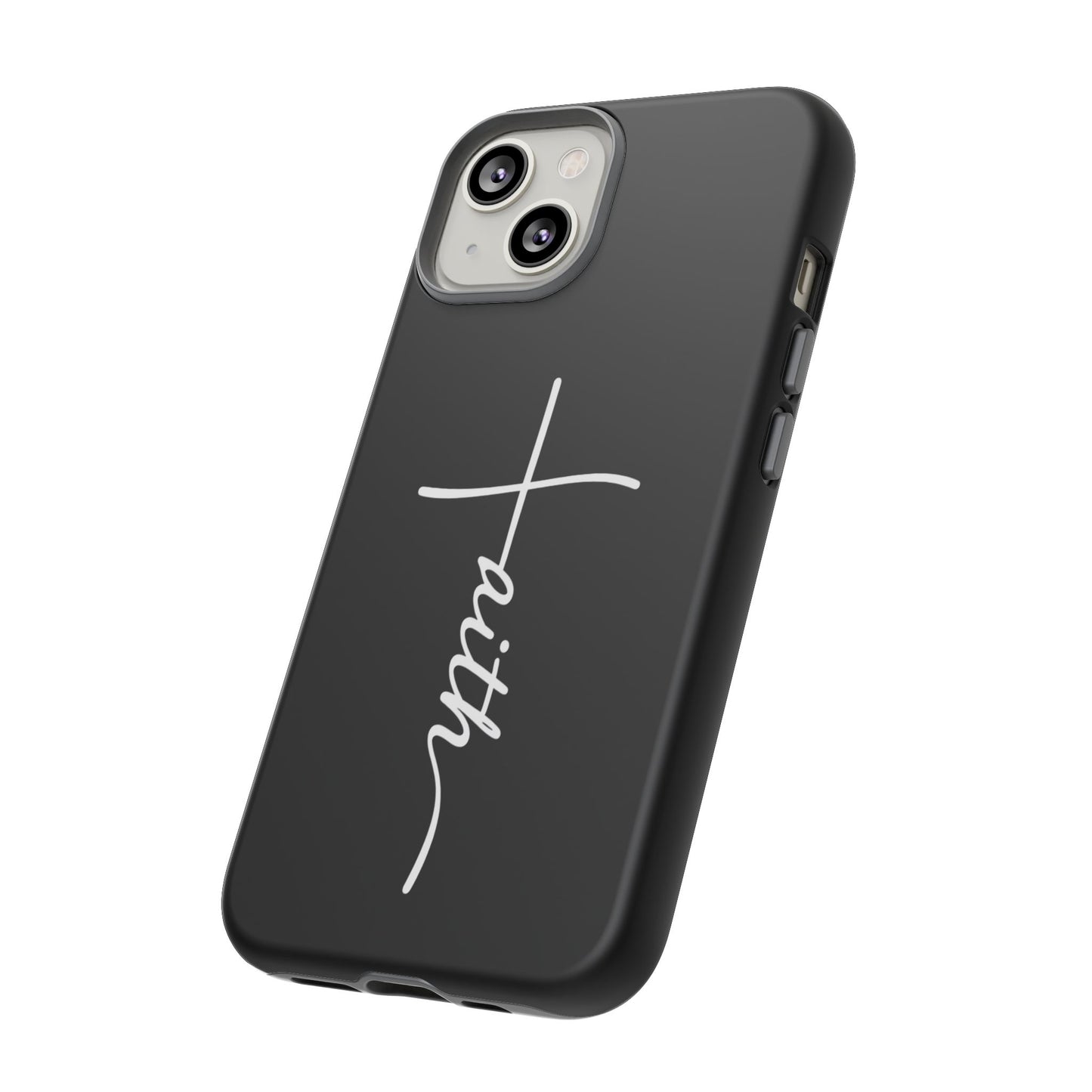 Faith Cross Phone Case, Christian Aesthetic Minimalist Black Matte Case, Religious Gift iPhone Samsung Cover