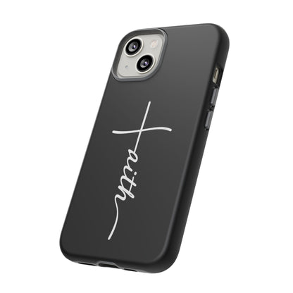 Faith Cross Phone Case, Christian Aesthetic Minimalist Black Matte Case, Religious Gift iPhone Samsung Cover