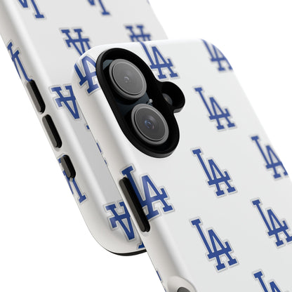 Blue LA Monogram Pattern Phone Case | Minimal Baseball Inspired Tough Cover