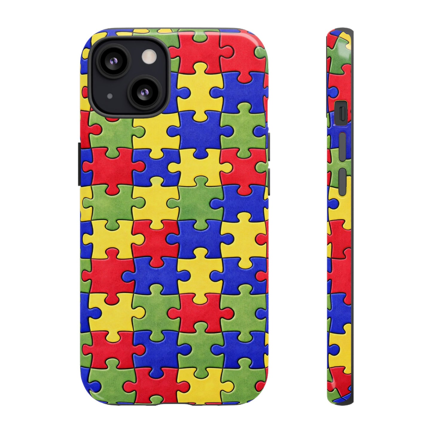 Colorful Puzzle Phone Case, Autism Awareness Jigsaw Design, Tough Protective Case, iPhone & Samsung Case, Vibrant Puzzle Pattern