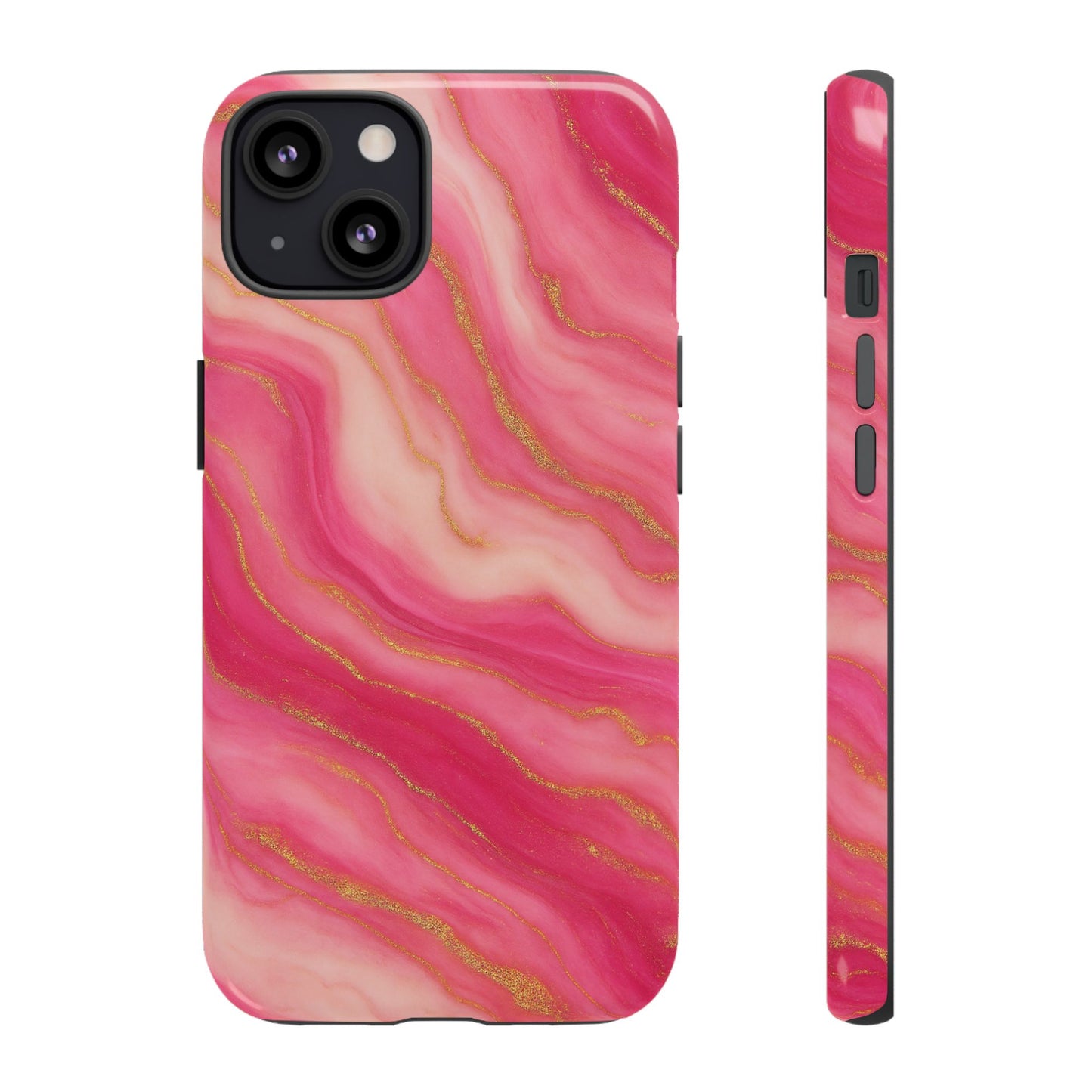 Pink Marble Phone Case | Rose Gold Swirl Aesthetic Tough Protective Case