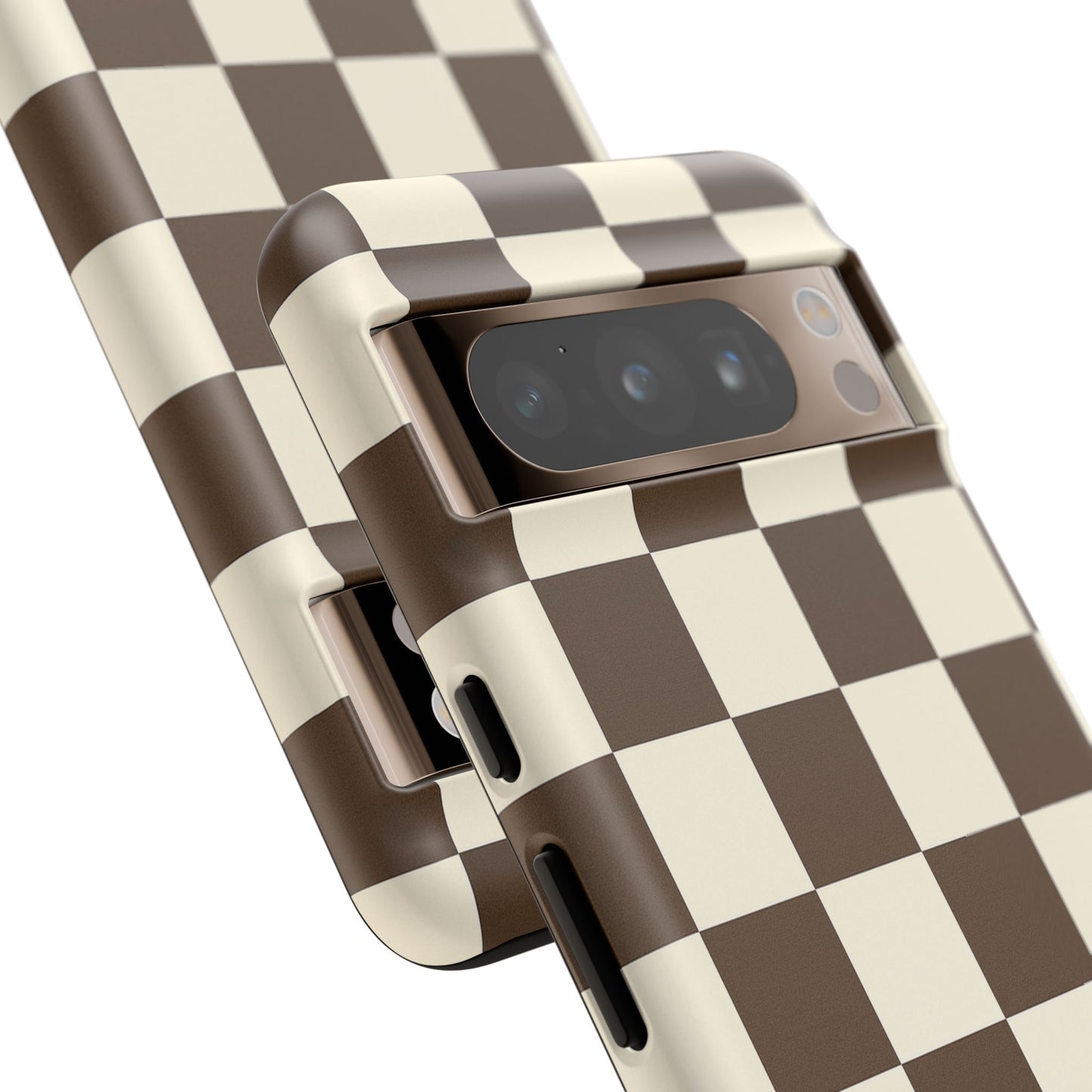 Mocha Checkerboard Phone Case | Neutral Aesthetic Tough Case