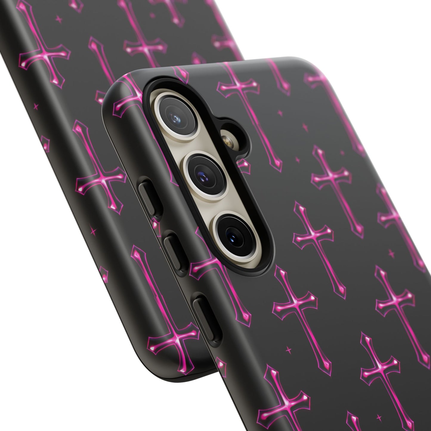 Neon Pink Cross Pattern Phone Case | Tough Protective Case for Iphone, Samsung Galaxy and Pixel