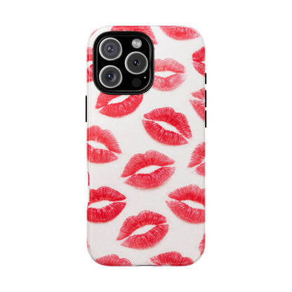 Red Lipstick Kiss Phone Case – Sexy Lip Print Pattern Tough Protective Cover