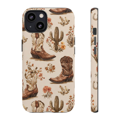 Cowboy Boots Western Phone Case Rustic Cowgirl Cactus Floral iPhone Samsung Pixel