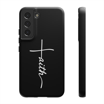 Faith Cross Phone Case, Christian Aesthetic Minimalist Black Matte Case, Religious Gift iPhone Samsung Cover