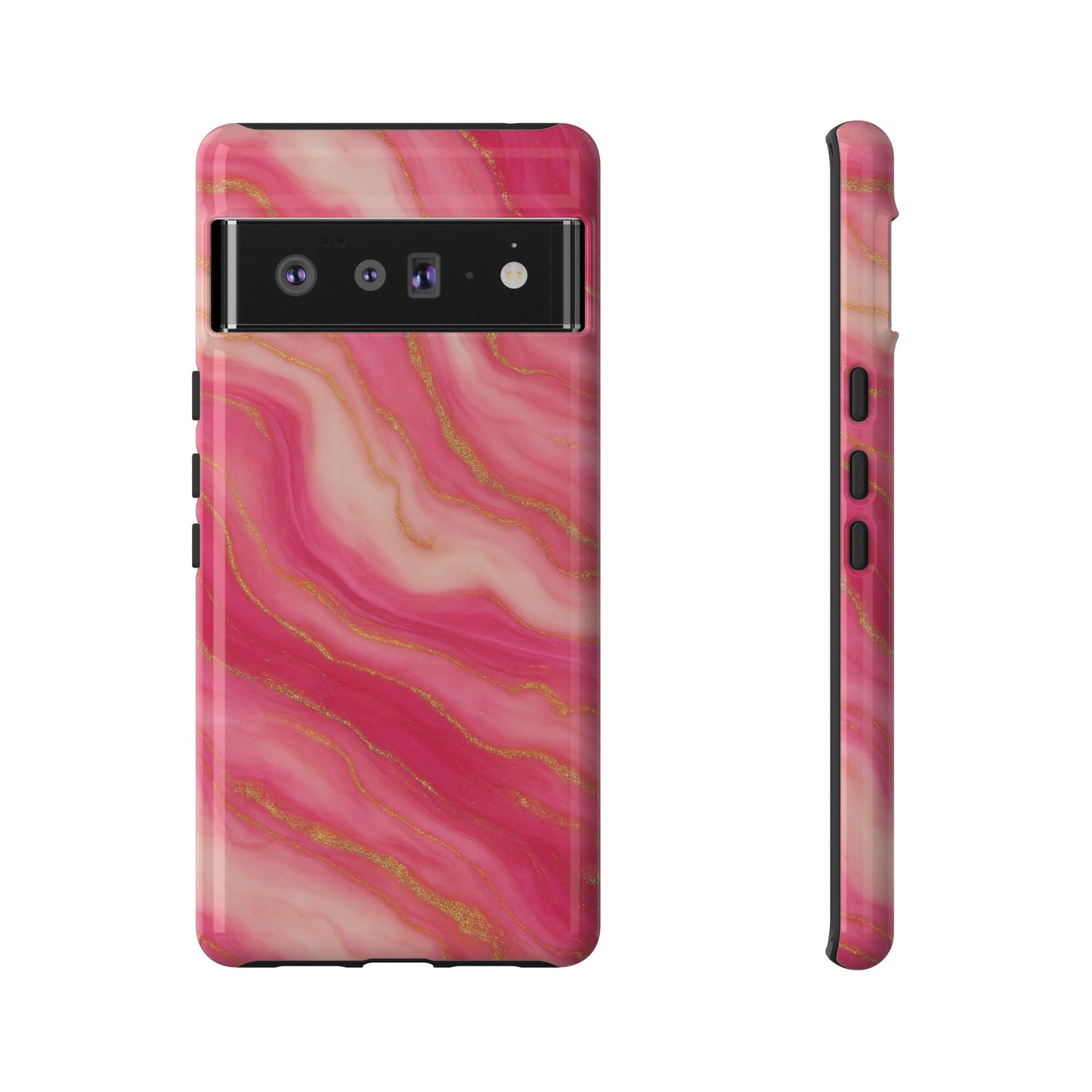 Pink Marble Phone Case | Rose Gold Swirl Aesthetic Tough Protective Case