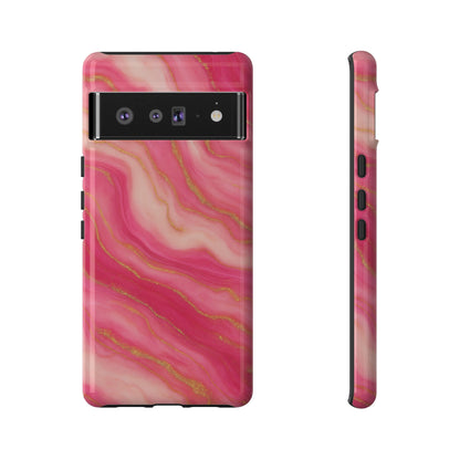 Pink Marble Phone Case | Rose Gold Swirl Aesthetic Tough Protective Case