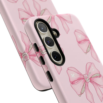 Pink Bow Pattern Phone Case | Coquette Aesthetic Tough Protective Case
