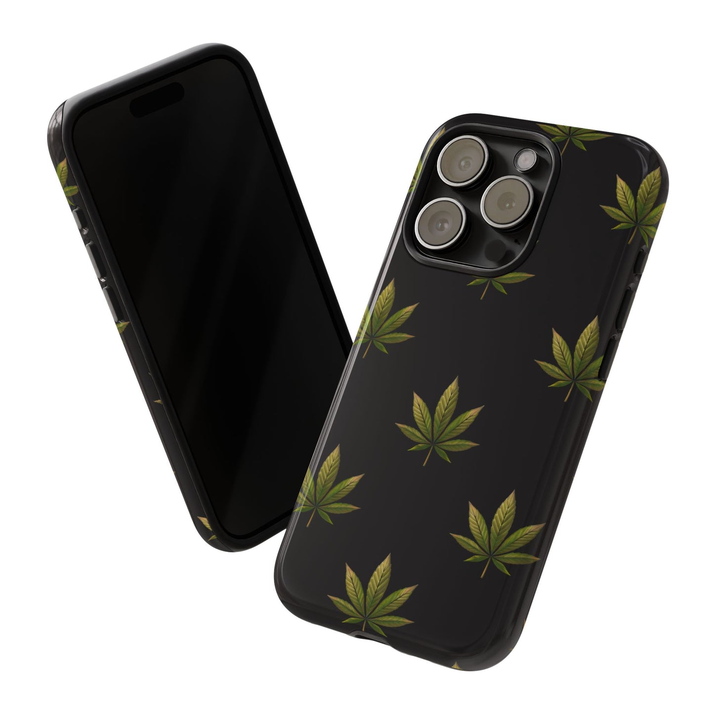 Cannabis Leaf Phone Case Green Weed Leaf Pattern Tough Protective Cover