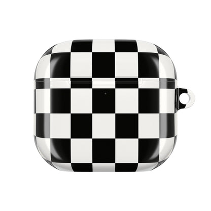Checkerboard AirPod Case – Black & White Retro Pattern