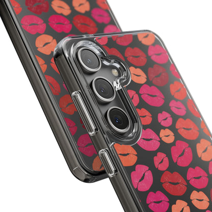 Kiss Print Clear Phone Case | Red Lip Pattern Impact-Resistant Case