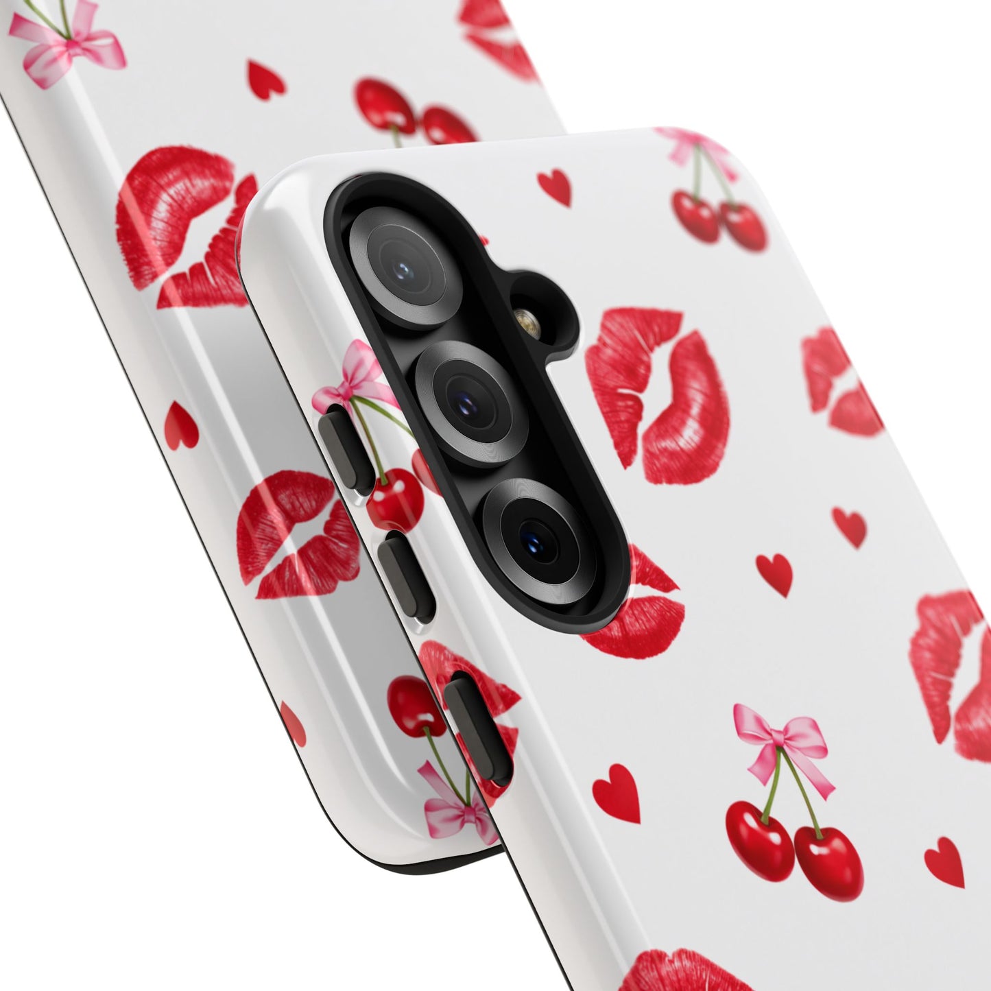 Red Lips & Cherry Phone Case – Y2K Retro Aesthetic Tough Cover