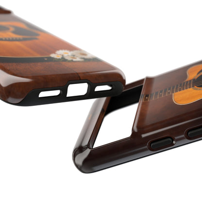Acoustic Guitar Daisy Phone Case | Rustic Music Lover Tough Cover