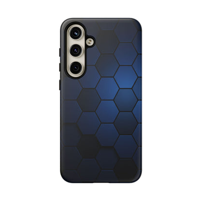 Blue Hexagon Gradient Phone Case | Honeycomb Geometric Tech Aesthetic | Minimalist Tough Case for iPhone & Samsung
