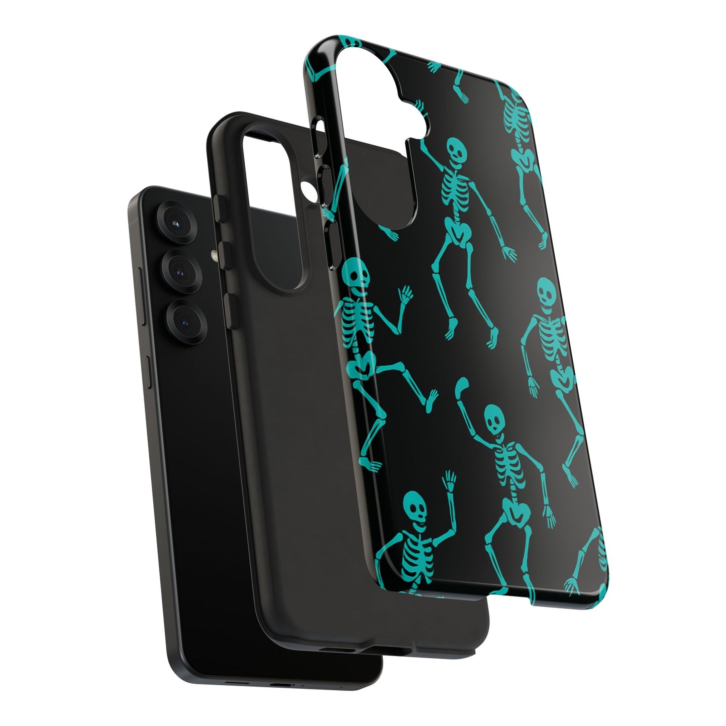 Dancing Teal Skeletons Phone Case | Tough Protective Case for Iphone, Samsung Galaxy and Pixel