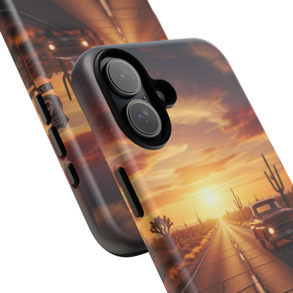 Route 66 Sunset Desert Highway Phone Case – Road Trip Travel Aesthetic Tough Case