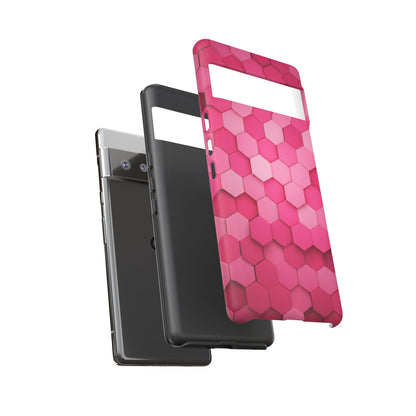 Hot Pink Hexagon Phone Case | Honeycomb Geometric Aesthetic | Cute Pink iPhone & Samsung Tough Protective Case