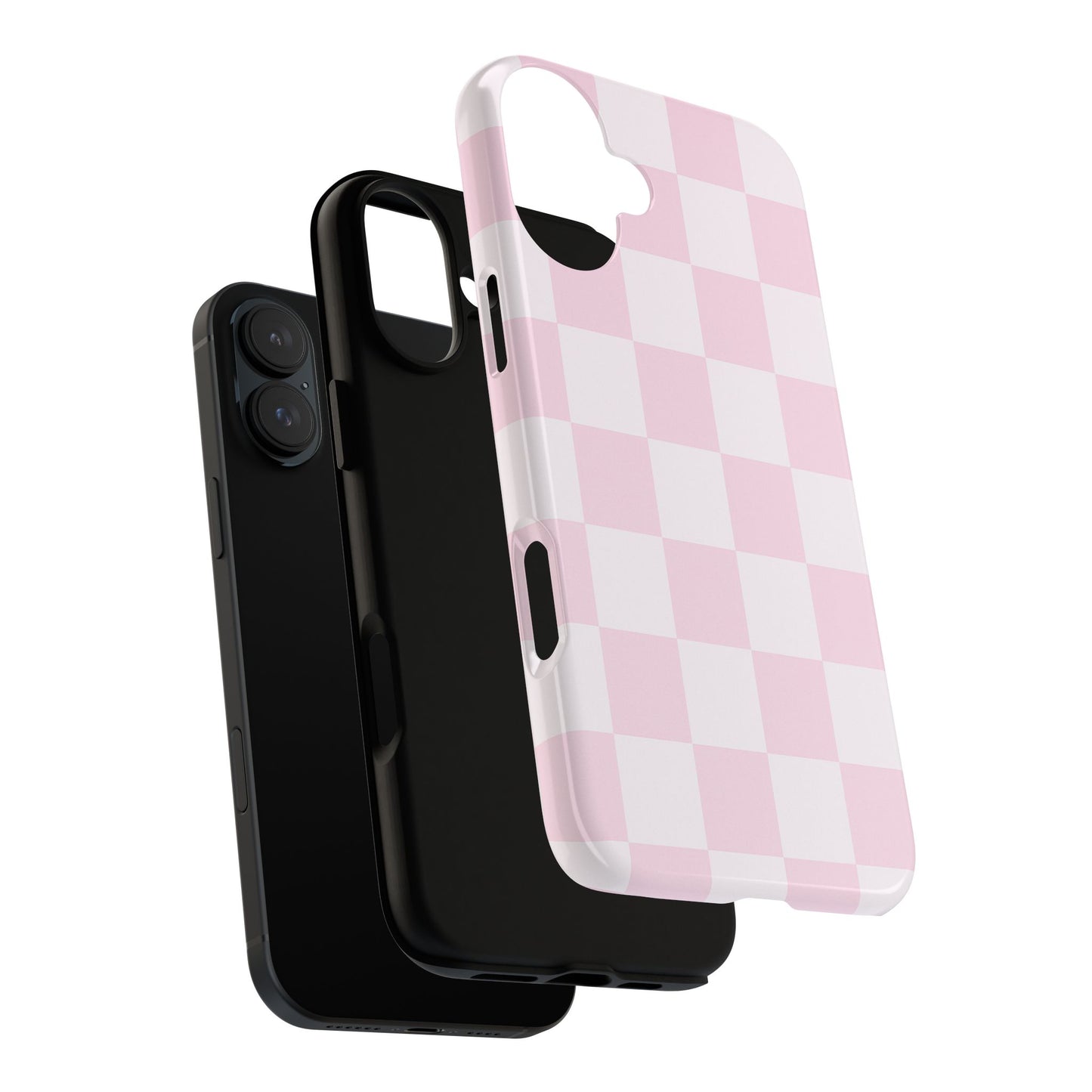 Light Pink Checkerboard Phone Case | Pastel Aesthetic Checkered iPhone & Samsung Tough Case