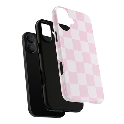 Light Pink Checkerboard Phone Case | Pastel Aesthetic Checkered iPhone & Samsung Tough Case