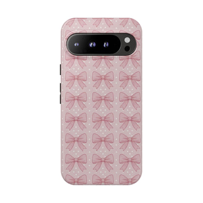 Pink Bow Pattern Phone Case – Soft Coquette Aesthetic Tough Case