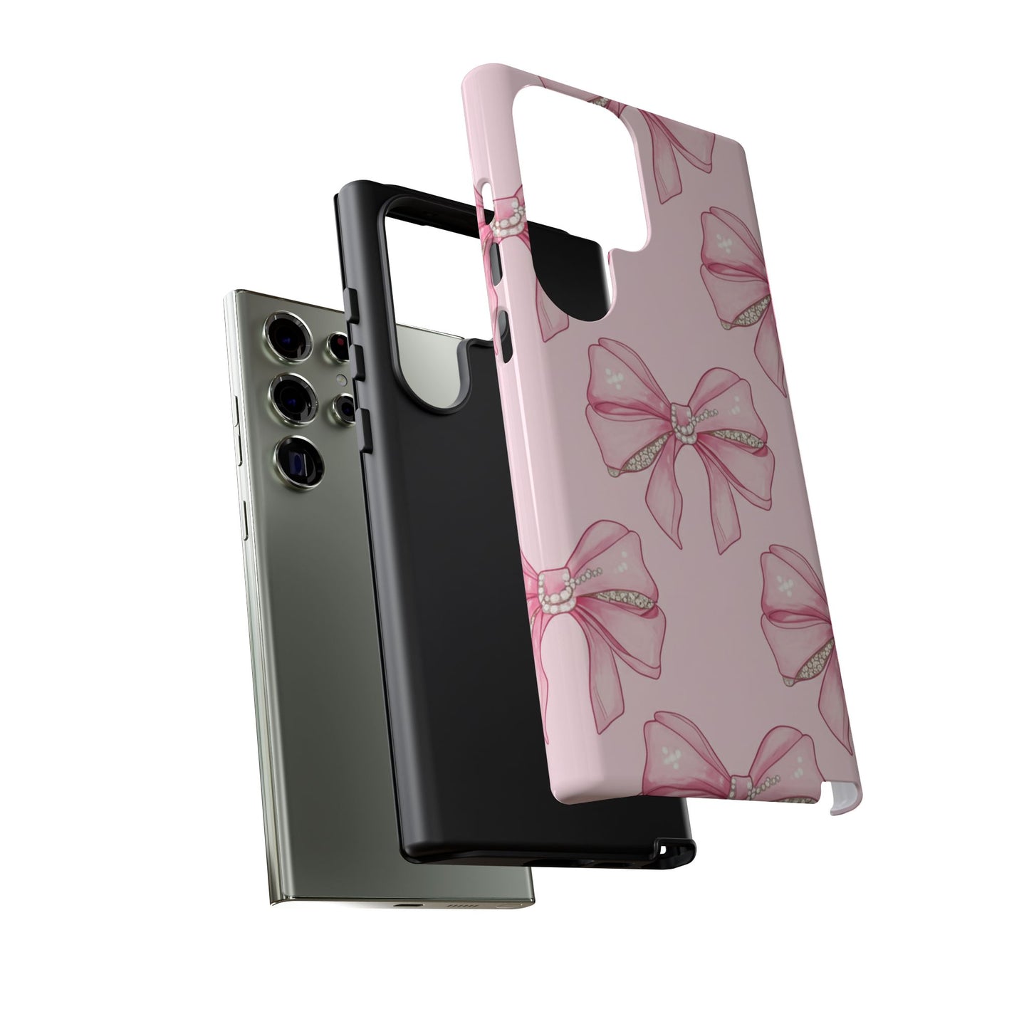 Pink Bow Pattern Phone Case | Coquette Aesthetic Tough Protective Case