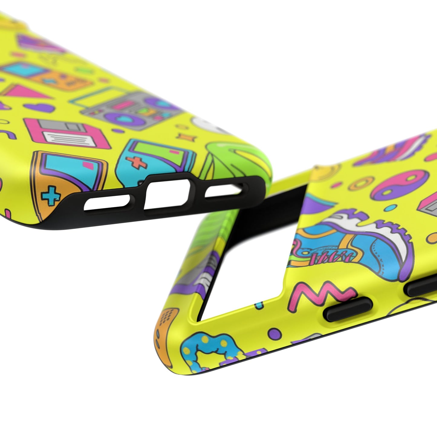 90s Retro Neon Phone Case – Y2K Nostalgia Colorful Icons Tough Protective Case