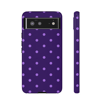 Purple Polka Dot Tough Phone Case – Cute Stylish Durable Protective Cover for Iphone, Samsung Galaxy and Pixel