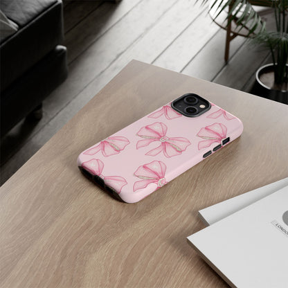 Pink Bow Pattern Phone Case | Coquette Aesthetic Tough Protective Case